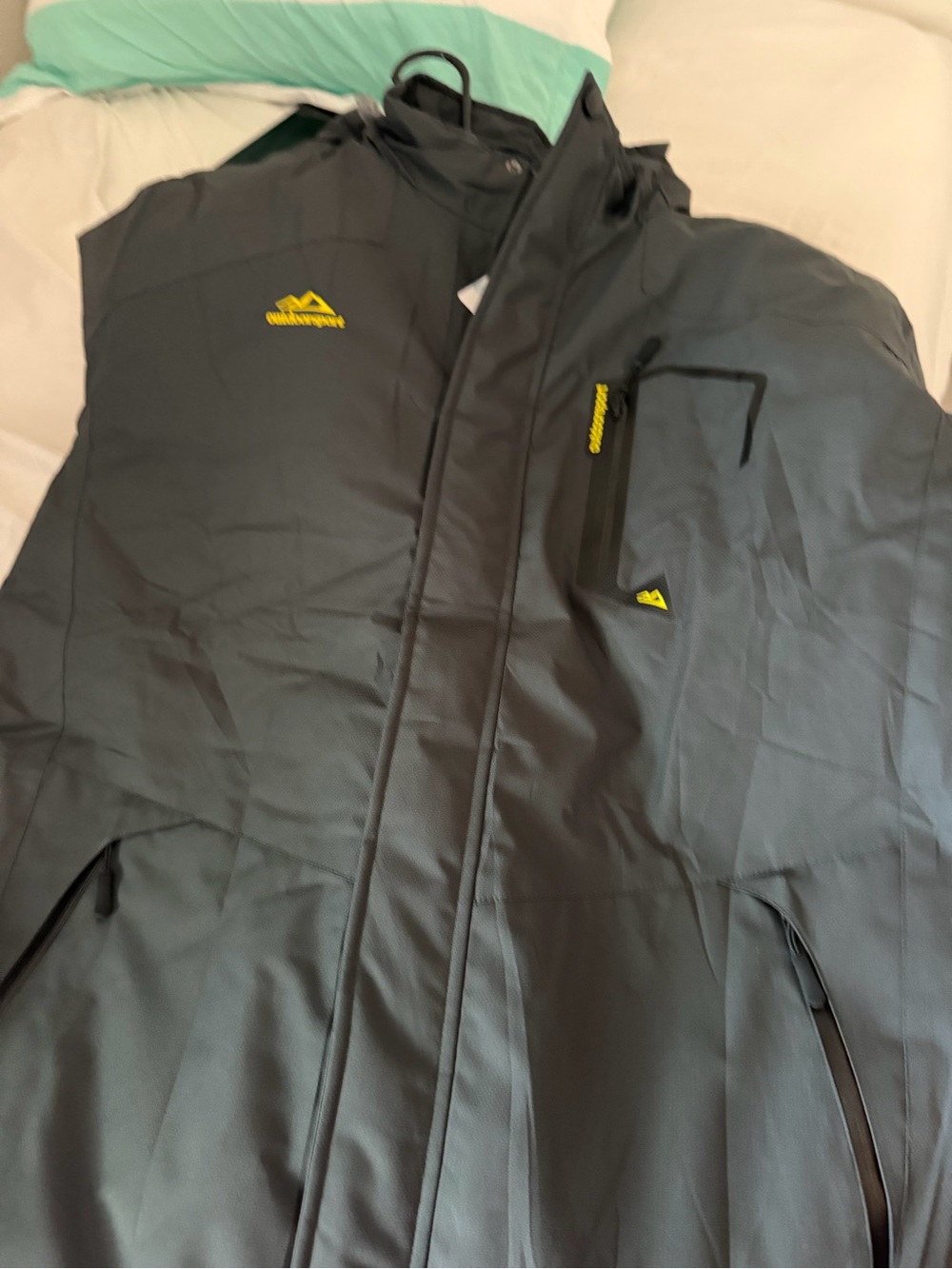 Magellan Outdoors Black Ski Shell Jacket with Yellow Accents